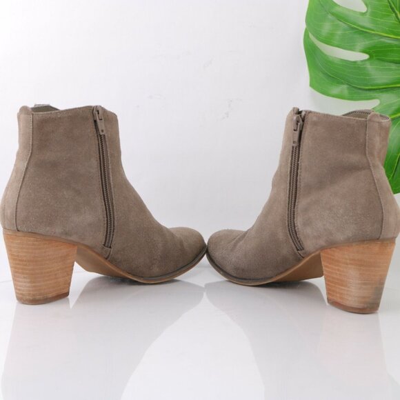 Bass Womens Shiloh Boot Size 9 Tan Taupe Suede Block Heel Boho Comfy Bootie - Picture 6 of 11